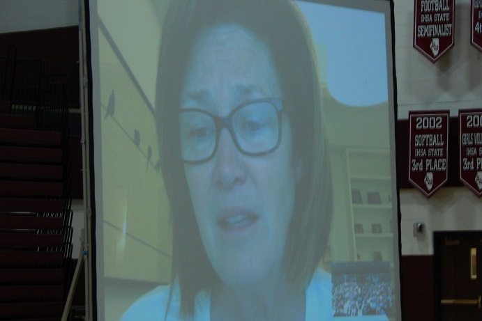 Patricia McCormick Skypes with students