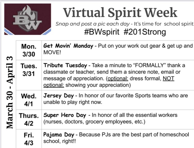 Virtual Spirit Week