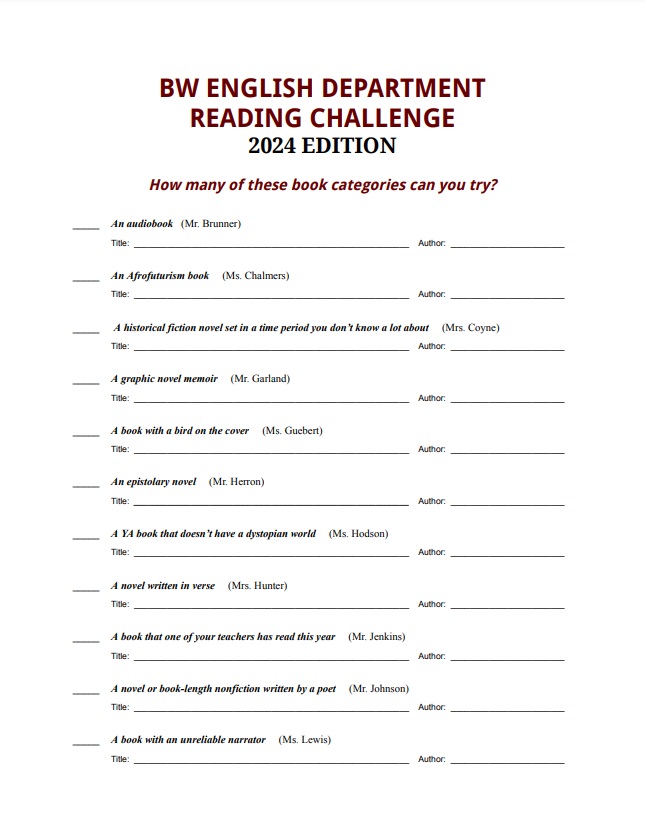 BW Reading Challenge 2024 A