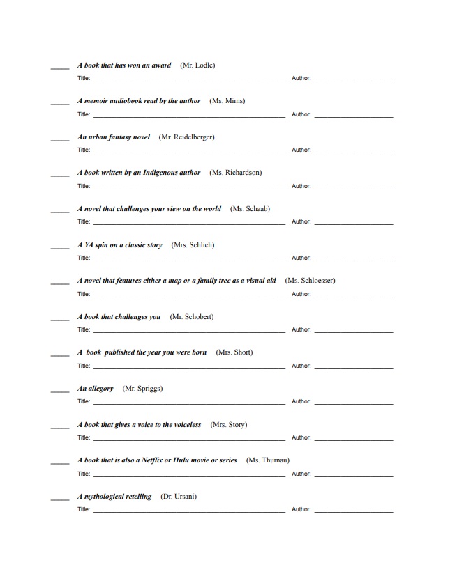 BW Reading Challenge 2024 B