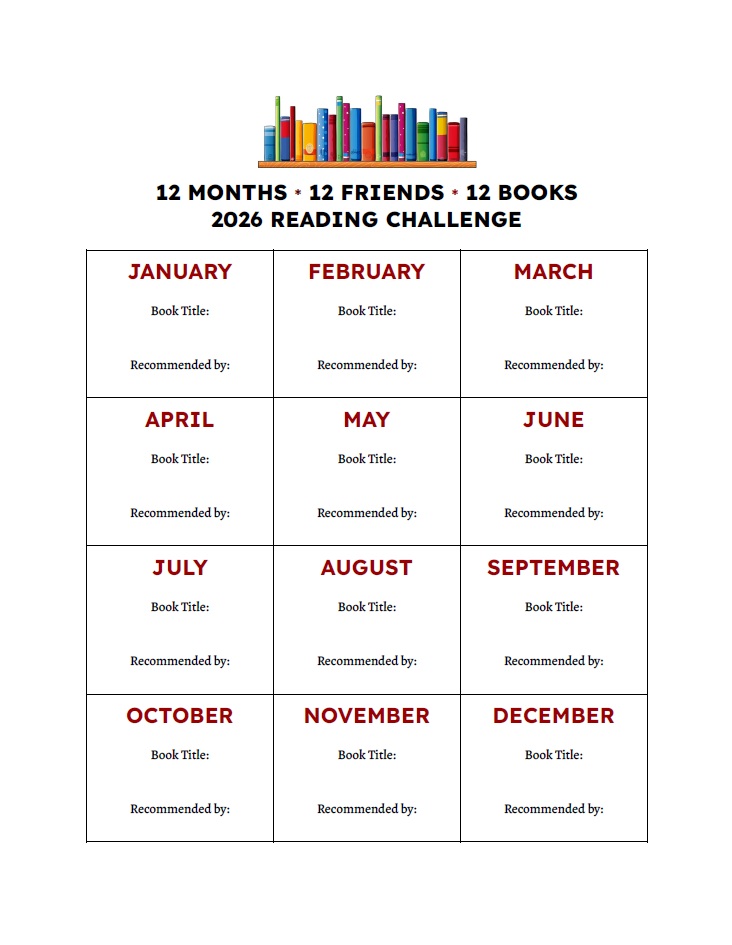 2026 12 months 12 friends 12 books challenge